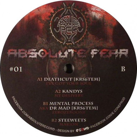 Label center of the freetekno hardcore vinyl Absolute Fear 01.