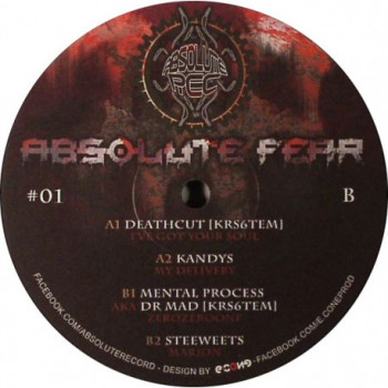 Label center of the freetekno hardcore vinyl Absolute Fear 01.